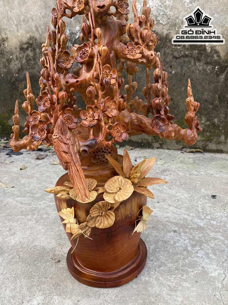 Bình Hoa Mai Gỗ Hương Việt Cao 76 Ngang 40 Sâu 34 (cm) 1