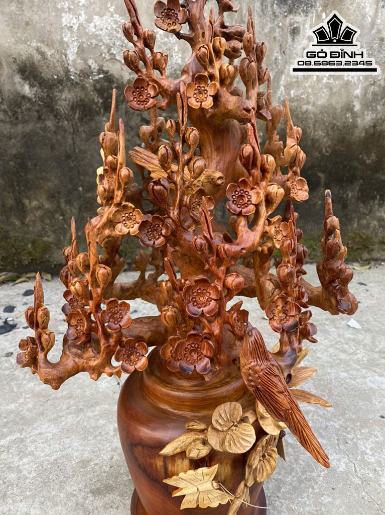 Bình Hoa Mai Gỗ Hương Việt Cao 76 Ngang 40 Sâu 34 (cm) 2