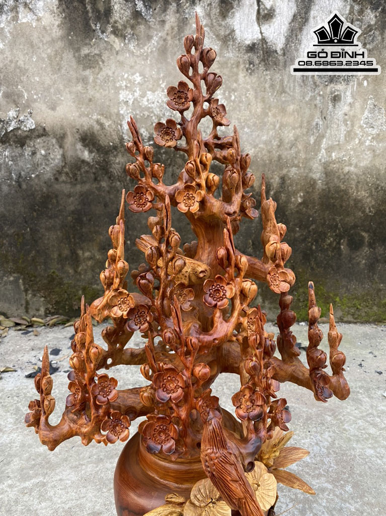 Bình Hoa Mai Gỗ Hương Việt Cao 76 Ngang 40 Sâu 34 (cm) 3