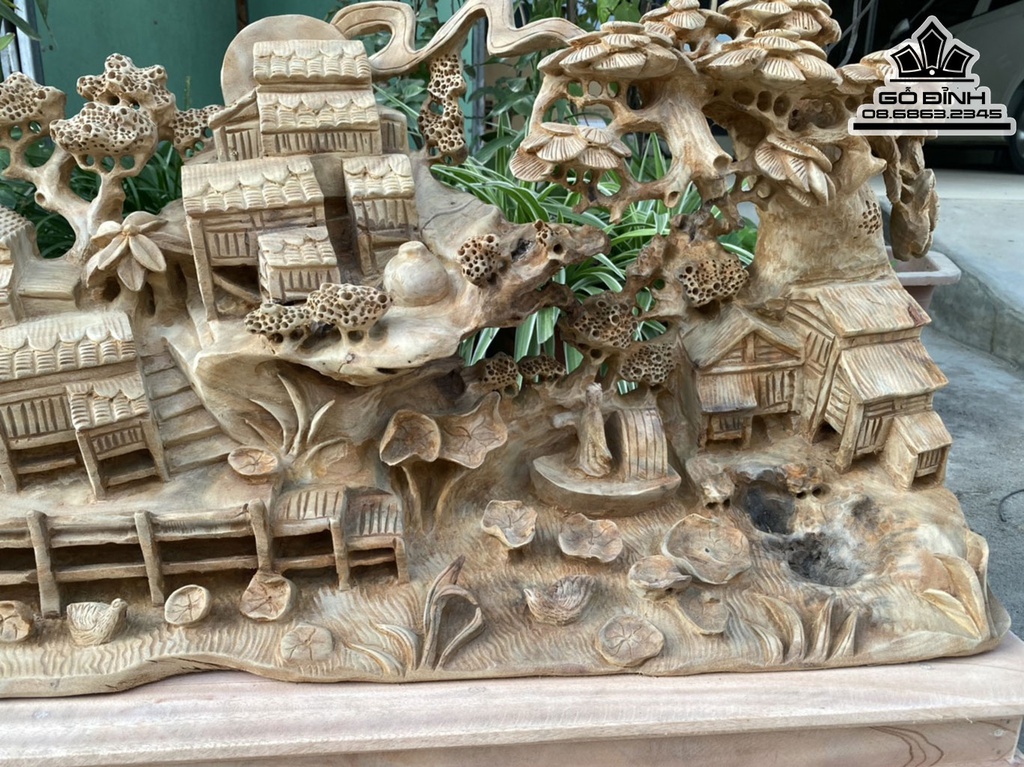 Tượng Tiểu Cảnh Gỗ Xá Xị Cao 38 Ngang 85 Sâu 23 Cả Kỷ Cao 48 (cm) 5