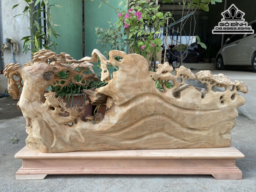 Tượng Tiểu Cảnh Gỗ Xá Xị Cao 38 Ngang 85 Sâu 23 Cả Kỷ Cao 48 (cm) 6