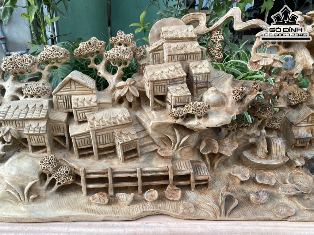 Tượng Tiểu Cảnh Gỗ Xá Xị Cao 38 Ngang 85 Sâu 23 Cả Kỷ Cao 48 (cm)9