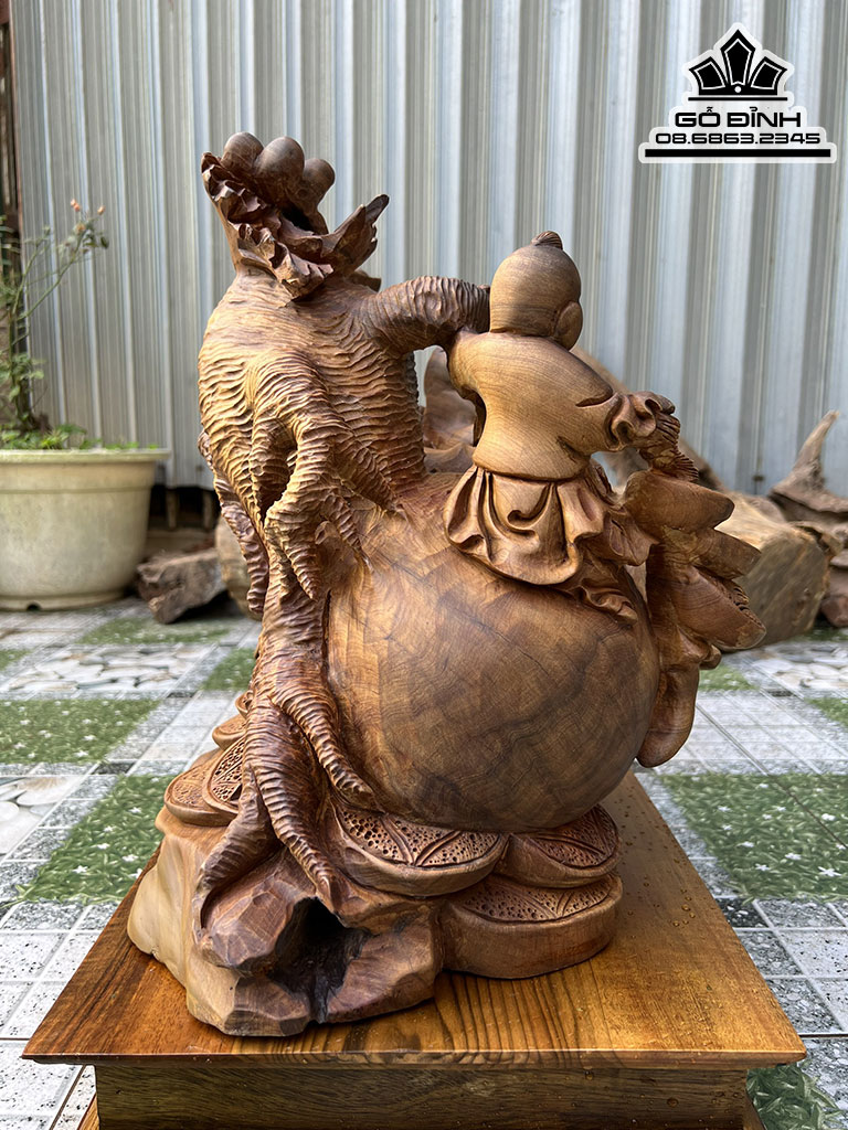 Tượng Phật Di Lặc Bát Phúc Ngồi Bao Tiền Củ Sâm Gỗ Bách Xanh Cao 28 Ngang 89 Sâu 32 (cm) 2