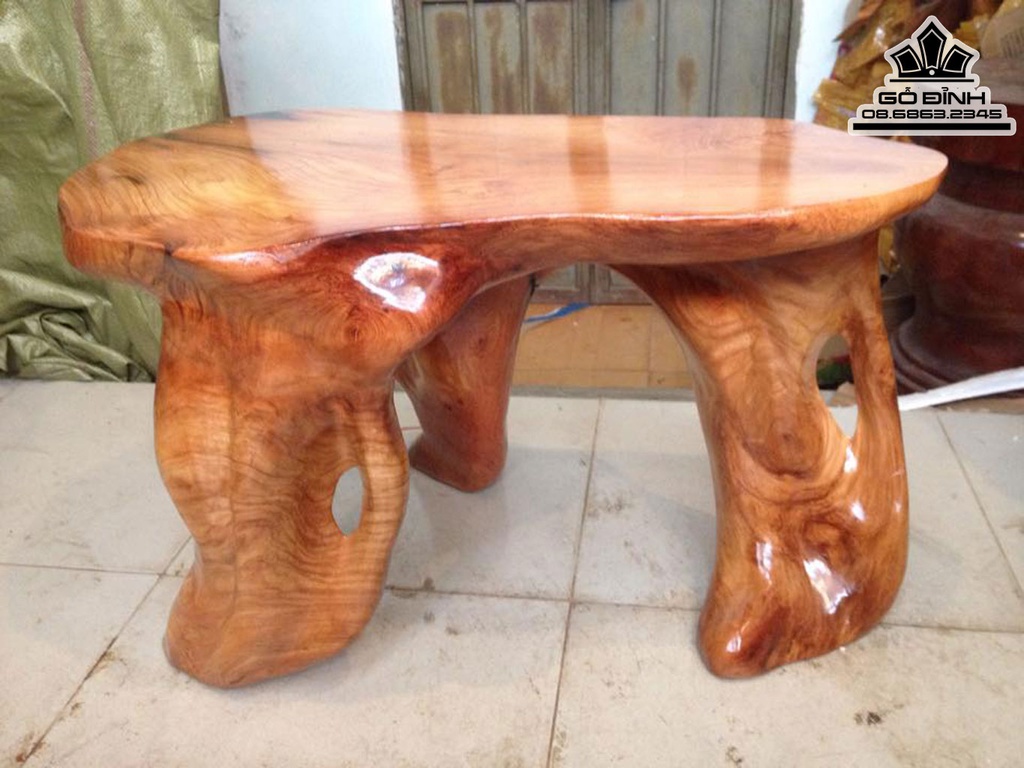 Đôn Gỗ, Đôn Gốc Cây Gỗ Gõ Đỏ Cao 41 Mặt 62-37 (cm) DC125 2