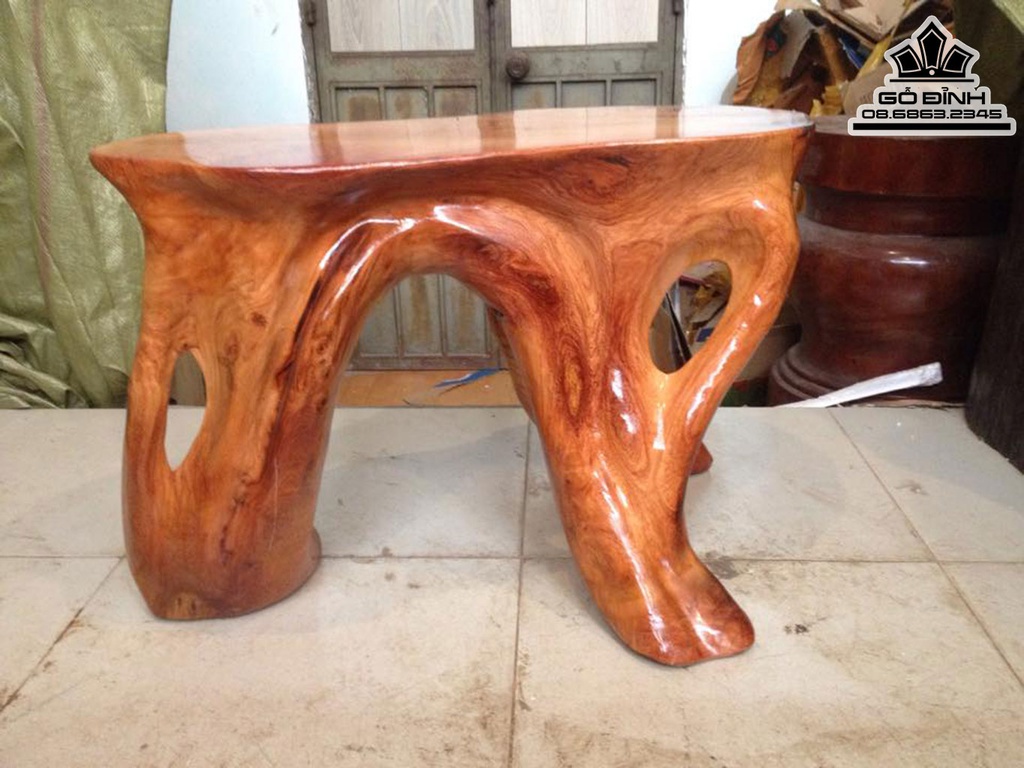 Đôn Gỗ, Đôn Gốc Cây Gỗ Gõ Đỏ Cao 41 Mặt 62-37 (cm) DC125 4