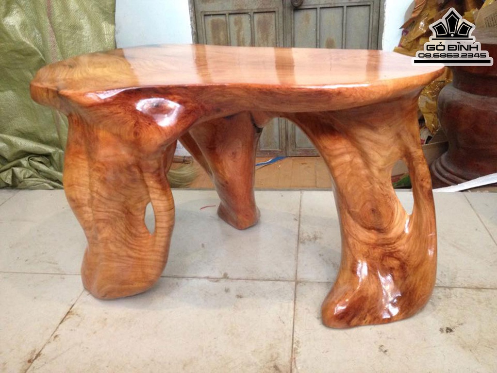 Đôn Gỗ, Đôn Gốc Cây Gỗ Gõ Đỏ Cao 41 Mặt 62-37 (cm) DC125 7