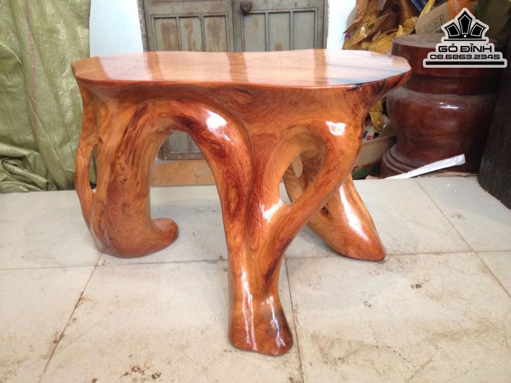 Đôn Gỗ, Đôn Gốc Cây Gỗ Gõ Đỏ Cao 41 Mặt 62-37 (cm) DC125 8