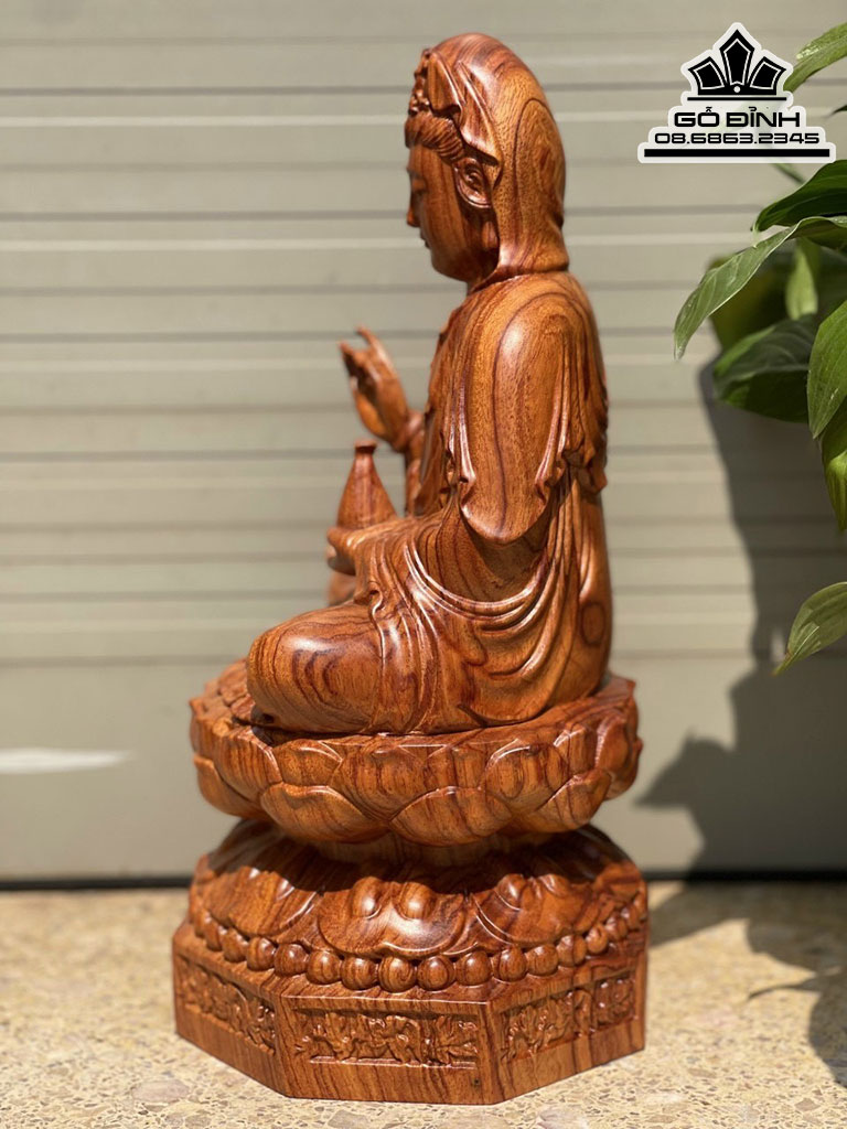 Tượng Mẹ Quan Âm Gỗ Hương Nhập Nguyên Khối Cao 30 Ngang 15 Sâu 15 (cm) 0