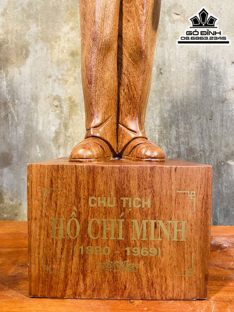 Tượng Bác Hồ Gỗ Hương Nguyên Khối Cao 60 Ngang 16.5 Sâu 13 (cm) 2