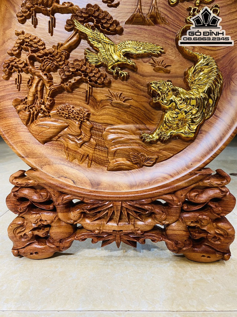 Đĩa Anh Hùng Tương Ngộ Gỗ Hương Nhập Cao 49 Đường Kính 40 Dày 3 (cm) 1