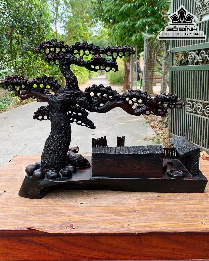 Tượng Tiểu Cảnh Quê Hương Gỗ Trắc Cao 40 Ngang 52 Sâu 17 (cm) 1