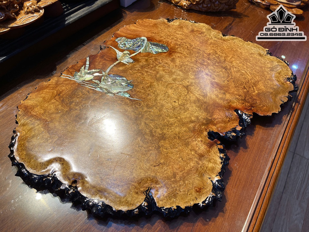 Khay Trà Gỗ Nu Hương Cao 1.4 Ngang 54 Rộng 36 (cm)