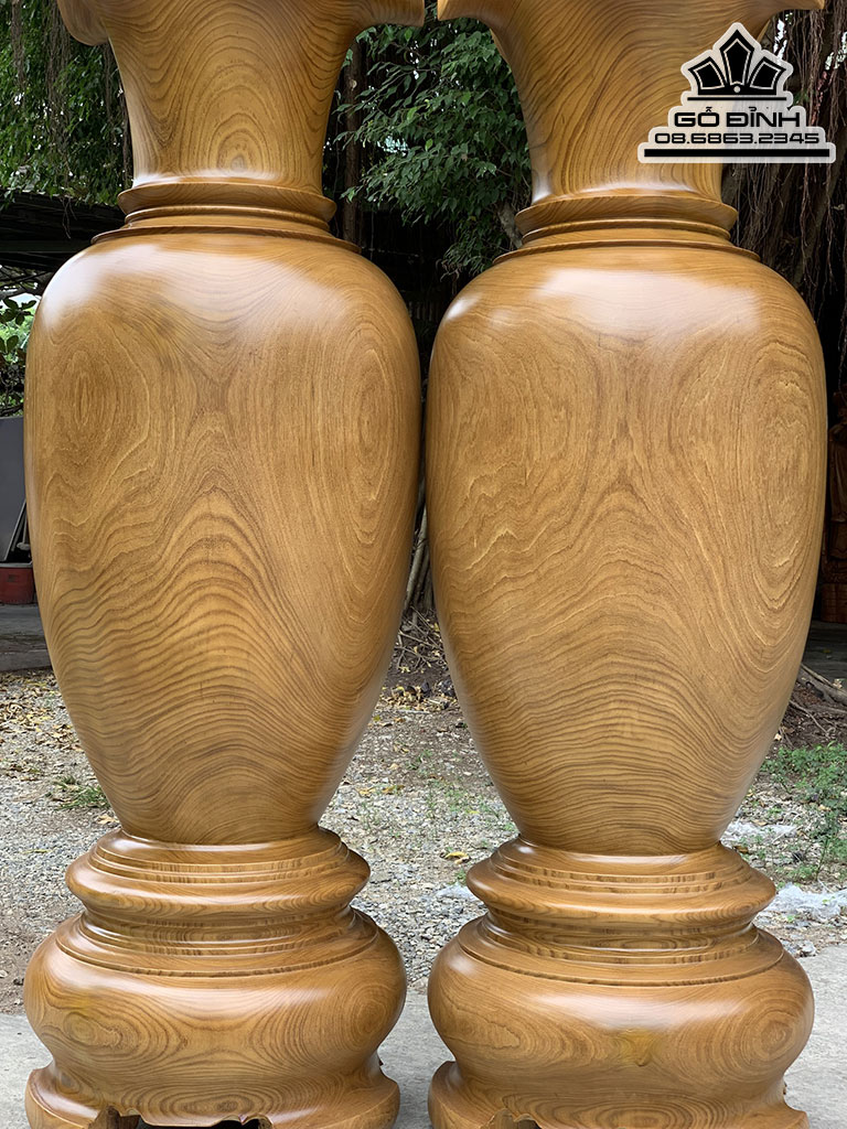 Cặp Lục Bình Gỗ Cẩm Vàng Cao 180 Đường Kinh 56 (cm)