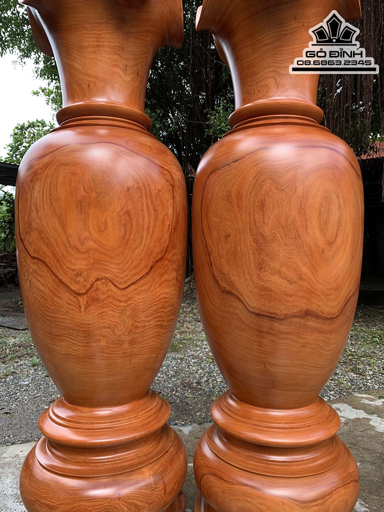 Cặp Lục Bình Gỗ Hương Cao 210 Đường Kính 64 (cm)