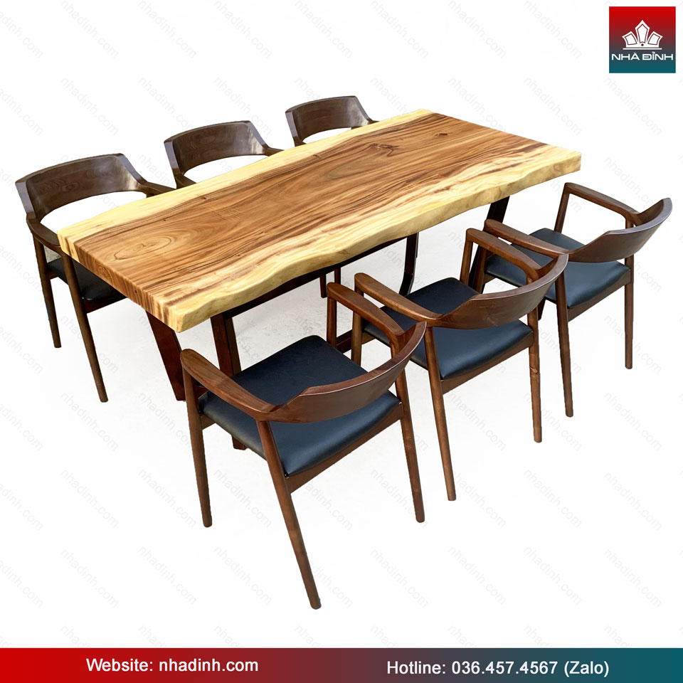 Bàn Ăn 6 Ghế Gỗ Me Tây Dài 185 Rộng 75-80 Cao 75 (cm)