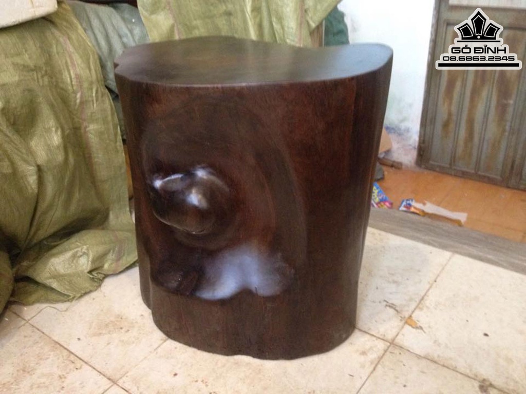 Đôn Gỗ, Đôn Gốc Cây Gỗ Lim Cao 56 Mặt 55-38 (cm) DL906