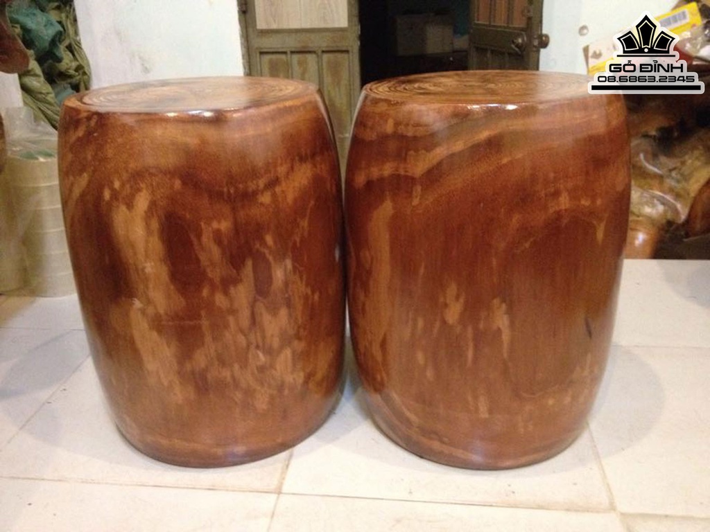 Cặp Đôn Gỗ, Đôn Gốc Cây Gỗ Lim Cao 45 Đường Kính 31 Bụng 38 (cm) DL134