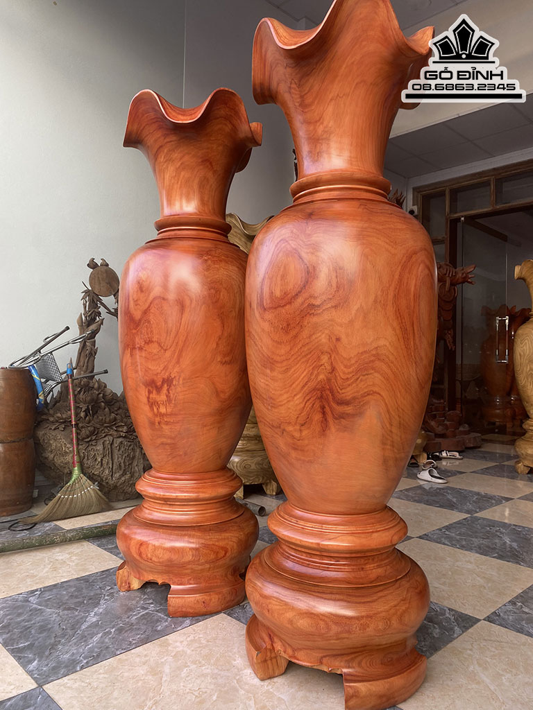 Cặp Lục Bình Gỗ Hương Cao 180 Đường Kính 55 (cm)