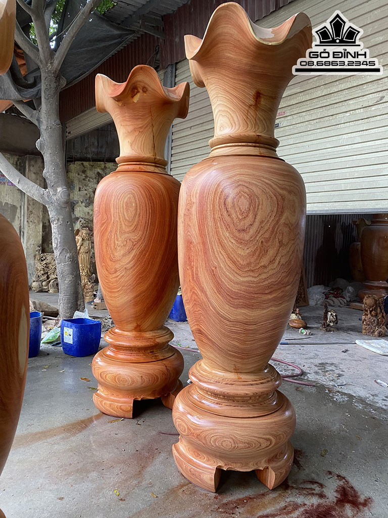 Cặp Lục Bình Gỗ Hương Cao 220 Đường Kính 66 (cm)