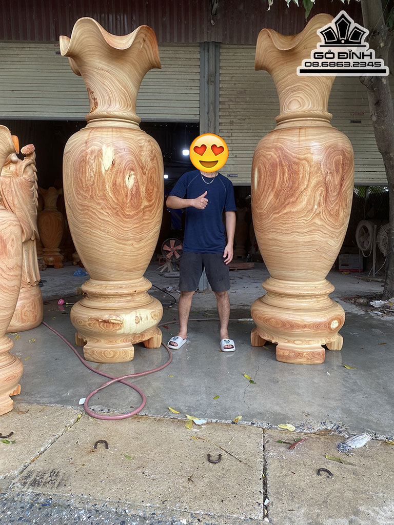Cặp Lục Bình Gỗ Hương Cao 240 Đường Kính 76 (cm)