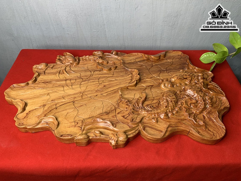 Khay Trà Cá Gỗ Hương Cao 3.5 Dài 60 Rộng 34 (cm)