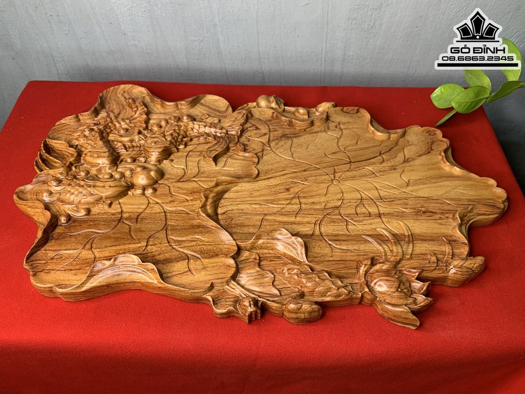 Khay Trà Cá Gỗ Hương Cao 3.5 Dài 60 Rộng 34 (cm)