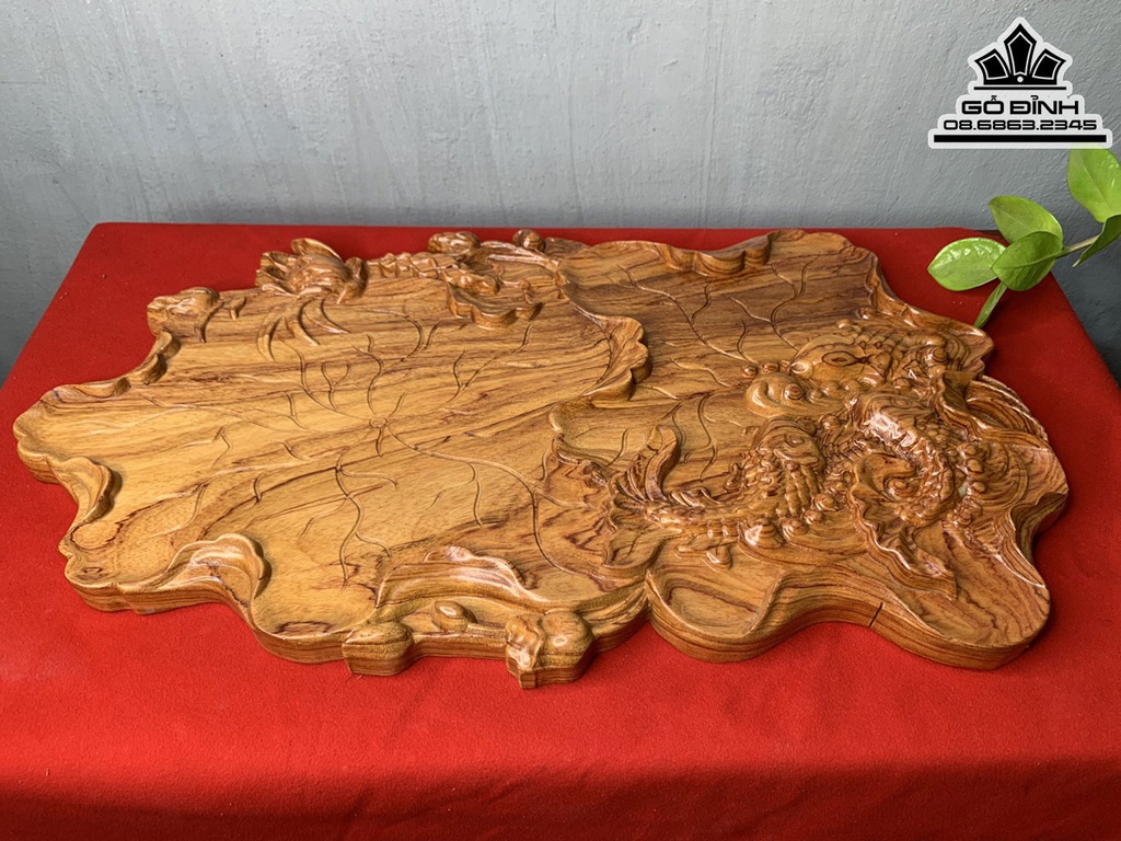 Khay Trà Cá Gỗ Hương Cao 3.5 Dài 60 Rộng 34 (cm)