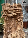 Tượng Phúc Lộc Thọ (Tam Đa) Gỗ Ngọc Am Nguyên Khối Cao 90 Ngang 48 Sâu 22 (cm)