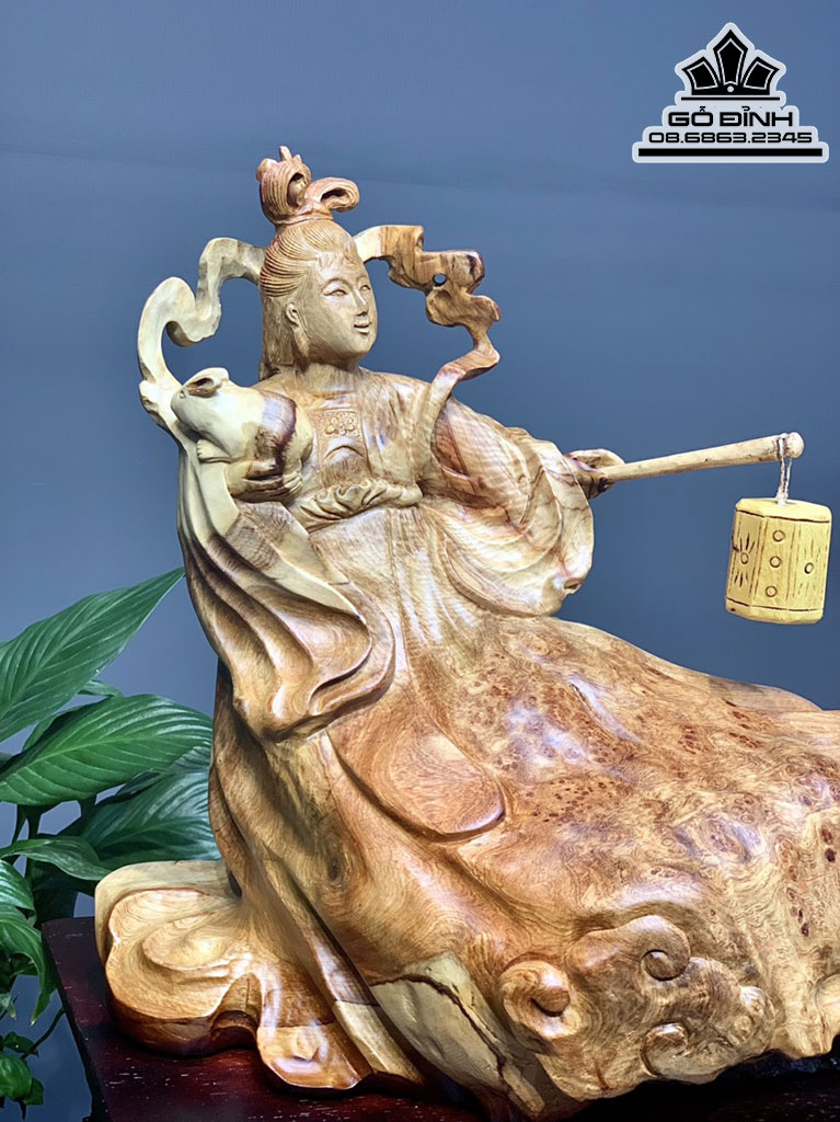 Tượng Hằng Nga Gỗ Nu Hương Cao 54 Ngang 36 Sâu 20 (cm)