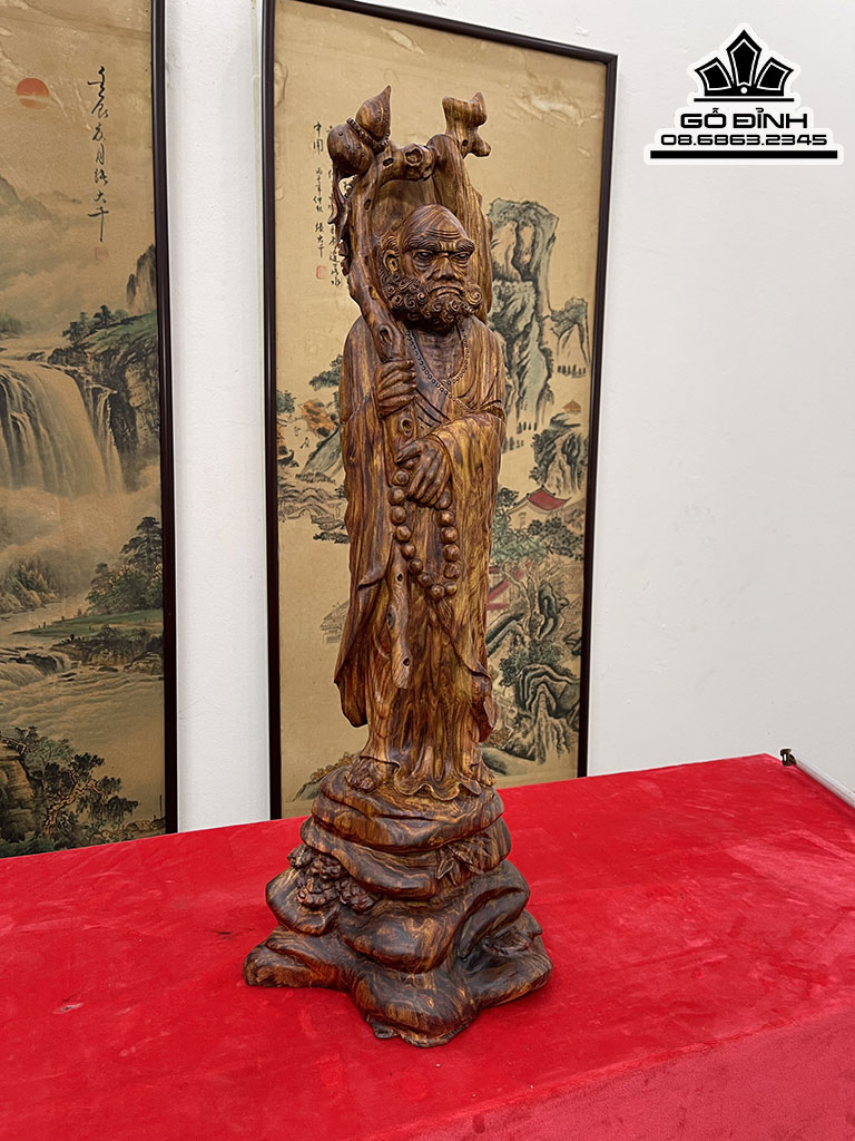 Tượng Đạt Ma Sư Tổ Gỗ Sưa Bắc Cao 67 Ngang 25 Sâu 21(cm)