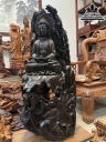 Tượng Phật Quan Âm Nhất Tâm Bái Phật Gỗ Trắc Cao 58 Ngang 28 Sâu 20(cm)