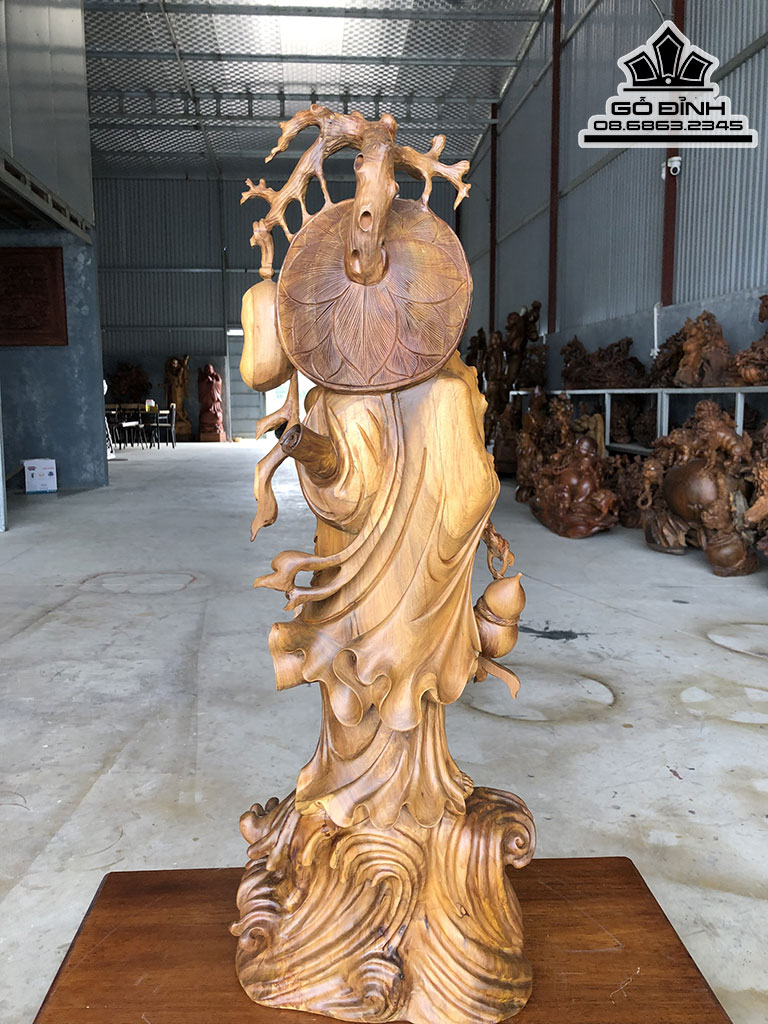 Tượng Đạt Ma Giáo Hóa Gỗ Bách Xanh Cao 76 Ngang 28 Sâu 20 (cm)