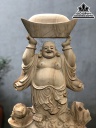 Tượng Phật Di Lặc Nâng Thỏi Vàng Gỗ Ngọc Am Cao 62 Ngang 35 Sâu 17 (cm)