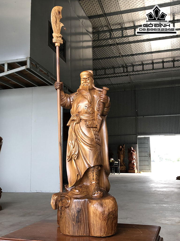 Tượng Quan Công Gỗ Bách Xanh Cao 72 Ngang 32 Sâu 22 (cm)