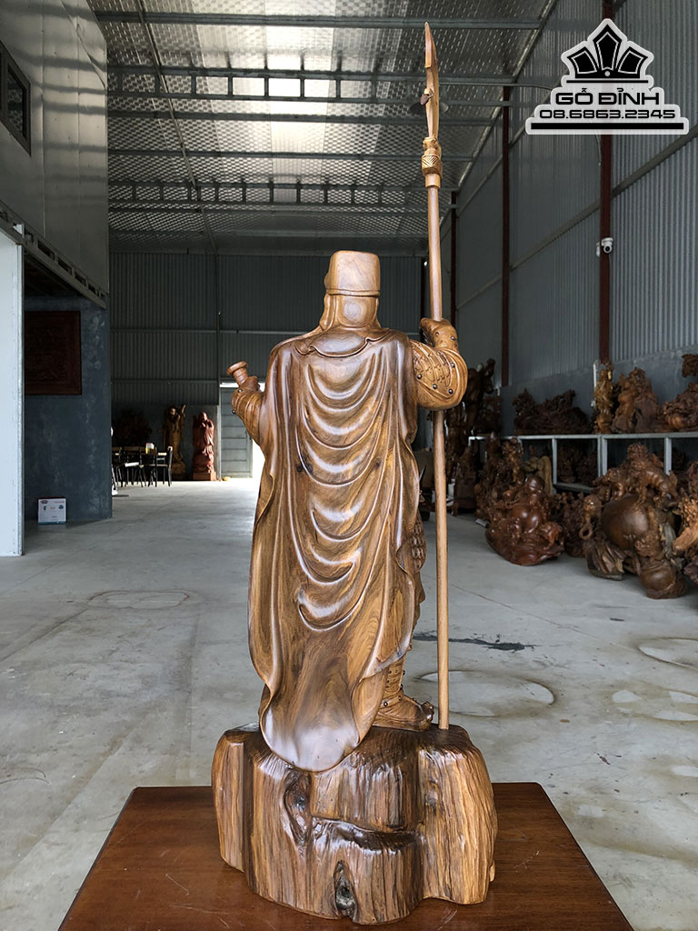 Tượng Quan Công Gỗ Bách Xanh Cao 72 Ngang 32 Sâu 22 (cm)