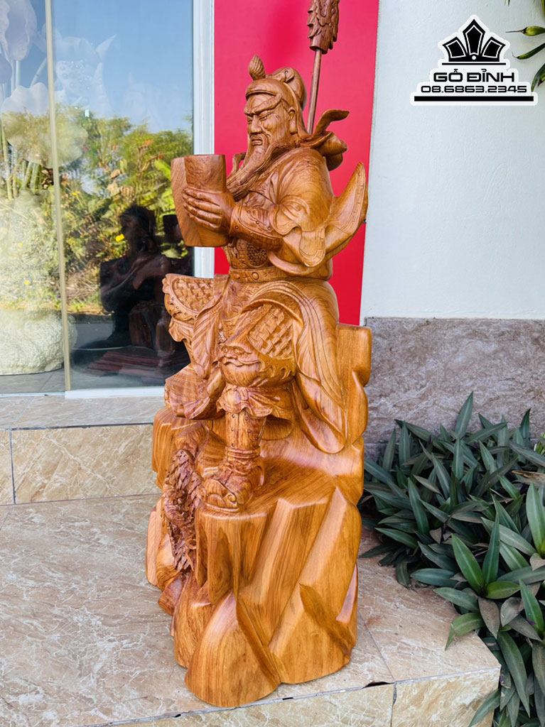 Tượng Quan Công Đọc Sách Gỗ Hương Cao 80 Ngang 36 Sâu 24 (cm)