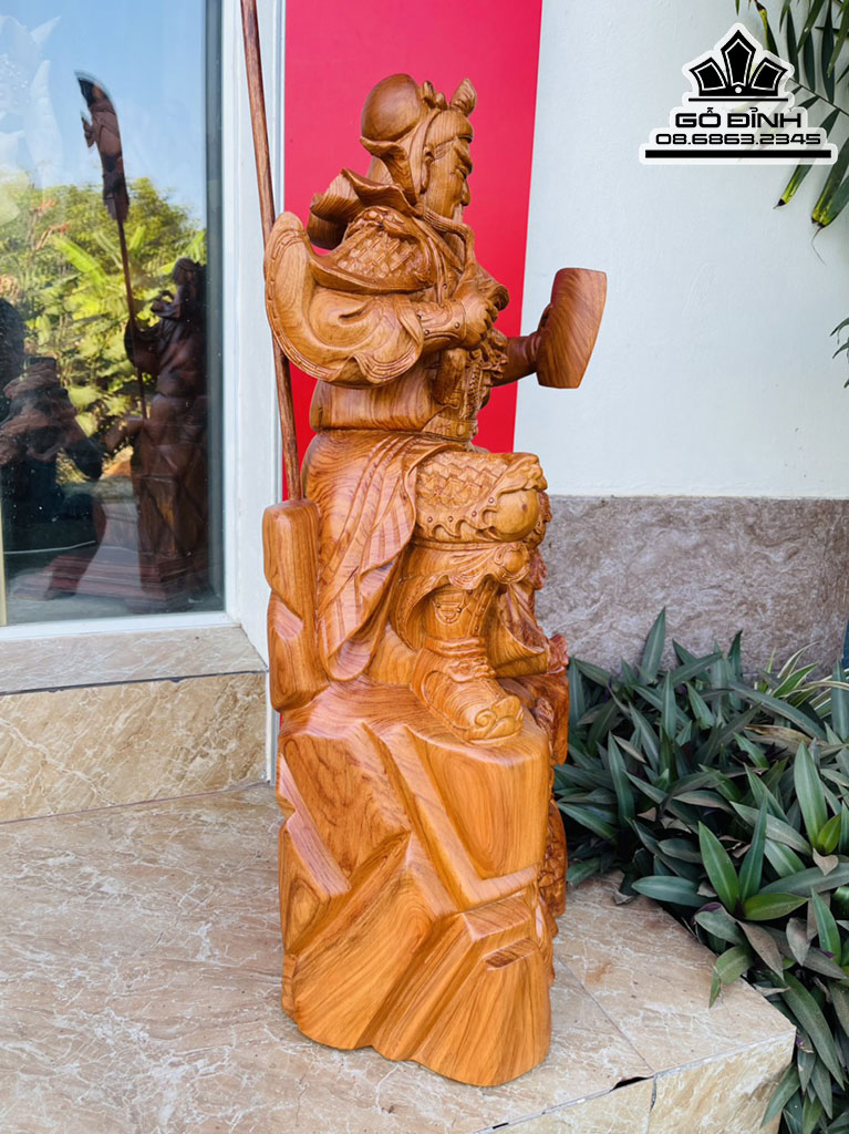 Tượng Quan Công Đọc Sách Gỗ Hương Cao 80 Ngang 36 Sâu 24 (cm)