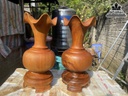 Cặp Bình Củ Tỏi Gỗ Ngọc Am Cao 42 Đường Kính 18.5 (cm)