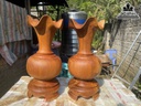 Cặp Bình Củ Tỏi Gỗ Ngọc Am Cao 42 Đường Kính 18.5 (cm)