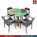Bàn Ăn 4 Ghế Gỗ Me Tây Kết Hợp Epoxy Đường Kính 95 Cao 75 (cm)