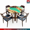 Bàn Ăn 4 Ghế Gỗ Me Tây Kết Hợp Epoxy Đường Kính 95 Cao 75 (cm)