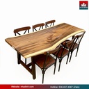 Bàn Ăn 6 Ghế Gỗ Me Tây Nguyên Khối Dài 200 Rộng 79-73-79 Dày 5,2 Cao 75 (cm)