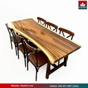 Bàn Ăn 6 Ghế Gỗ Me Tây Nguyên Khối Dài 200 Rộng 79-73-79 Dày 5,2 Cao 75 (cm)