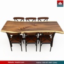 Bàn Ăn 6 Ghế Gỗ Me Tây Nguyên Khối Dài 200 Rộng 79-73-79 Dày 5,2 Cao 75 (cm)