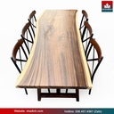 Bàn Ăn 6 Ghế Gỗ Me Tây Nguyên Khối Dài 200 Rộng 79-73-79 Dày 5,2 Cao 75 (cm)