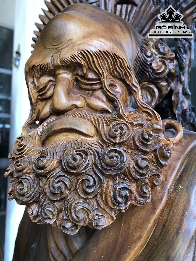 Tượng Đạt Ma Sư Tổ Gỗ Bách Xanh Cao 150 Ngang 40 Sâu 35(cm)