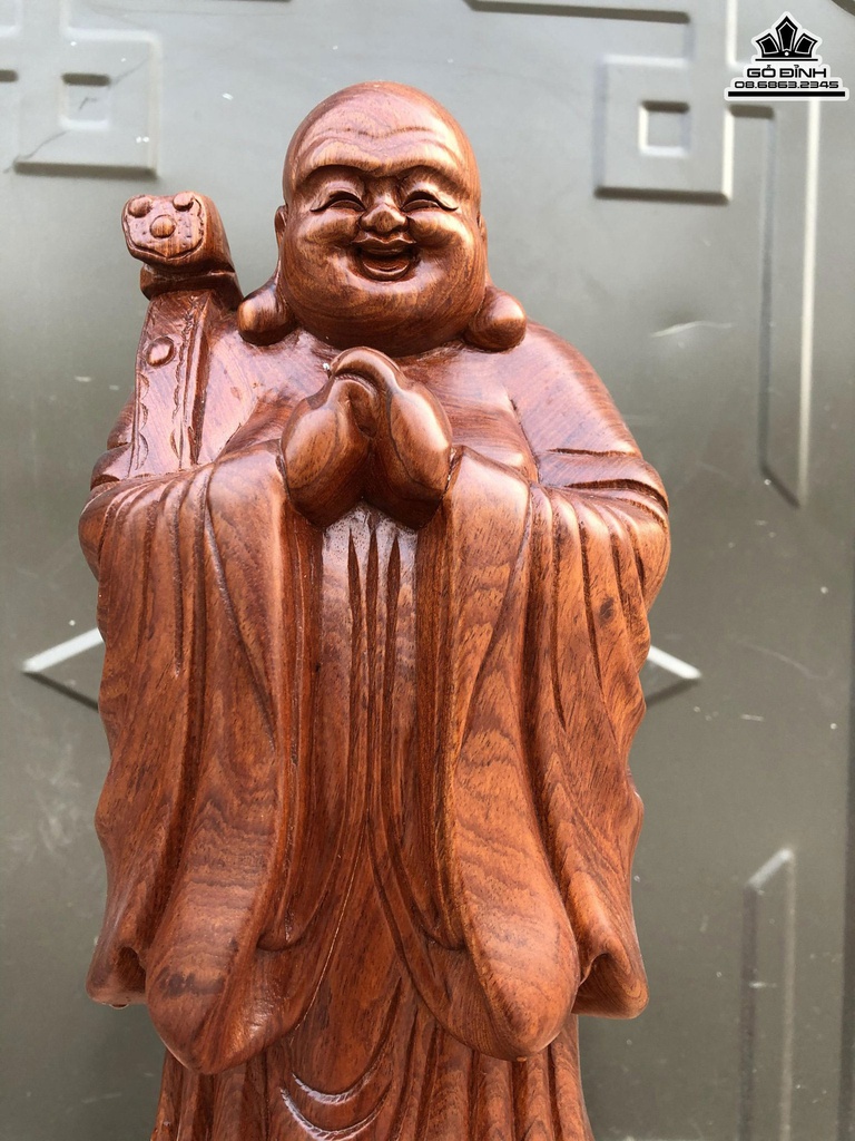 Tượng Phật Di Lặc Chúc Phúc Gỗ Hương Cao 40 Ngang 15 Sâu 13 (cm)