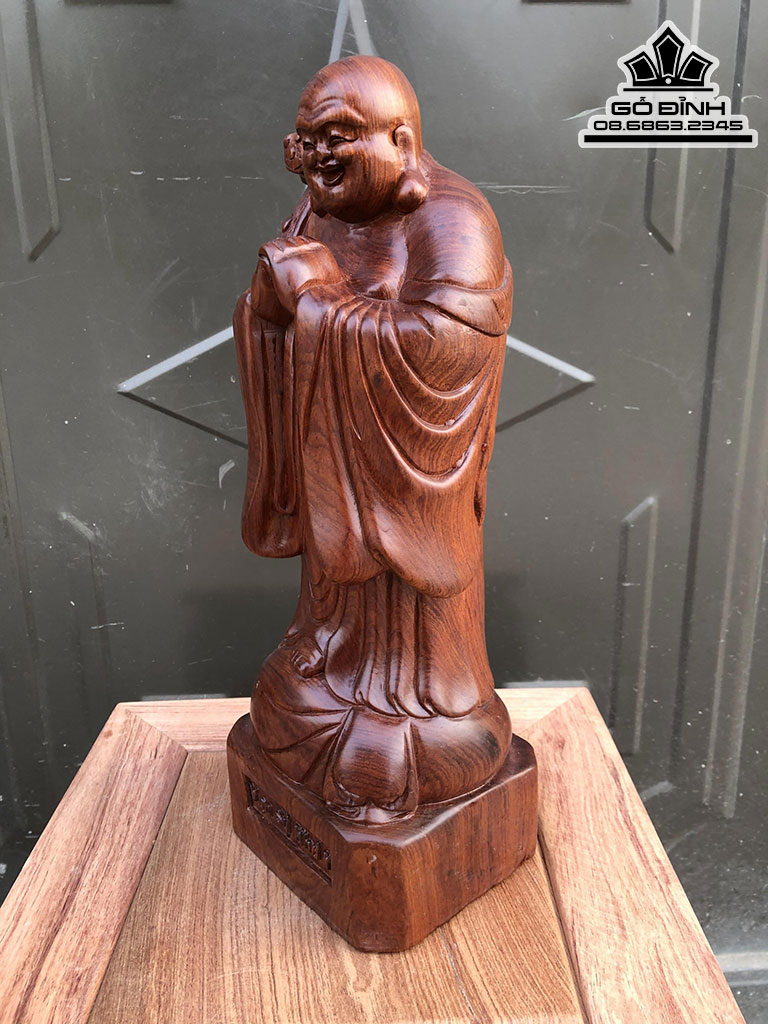 Tượng Phật Di Lặc Chúc Phúc Gỗ Hương Cao 40 Ngang 15 Sâu 13 (cm)