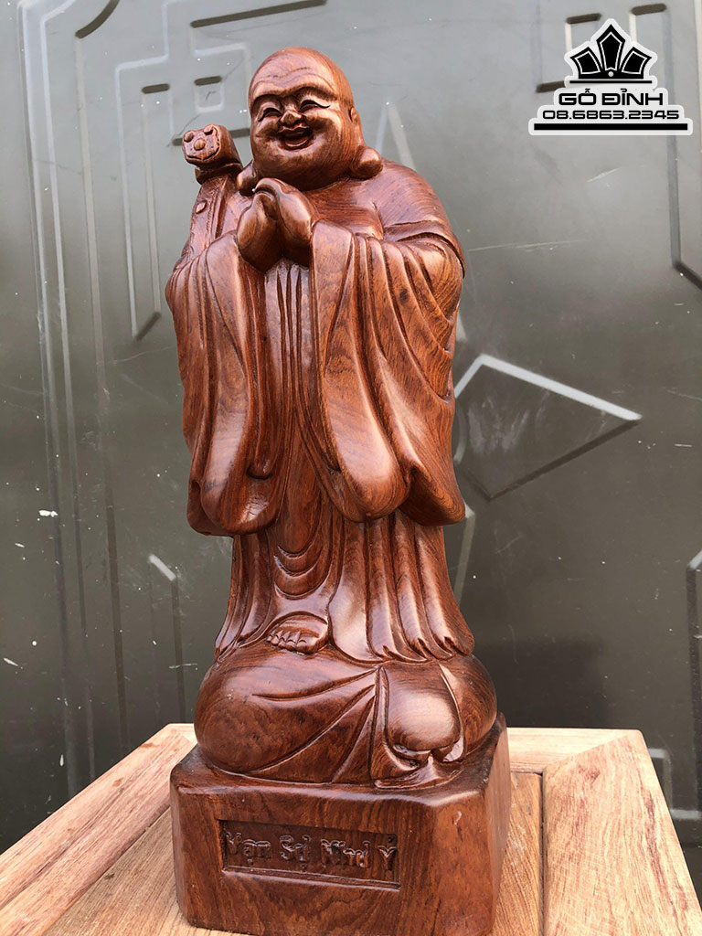 Tượng Phật Di Lặc Chúc Phúc Gỗ Hương Cao 40 Ngang 15 Sâu 13 (cm)