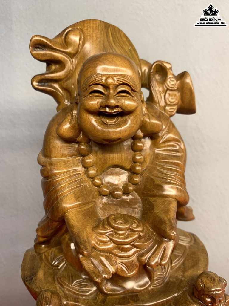 Tượng Phật Di Lặc Như Ý Gỗ Bách Xanh Cao 30 Ngang 14 Sâu 14 (cm)